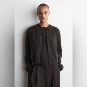 COS Brushed-cashmere crewneck cardigan